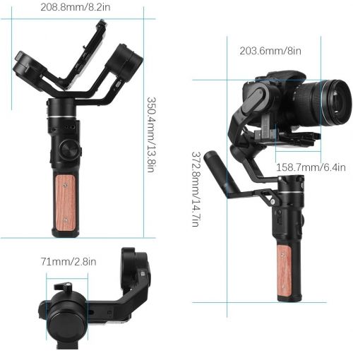  Bindpo Camera 3 Axis Gimbal, Professional WiFi SLR Gimbal Stabilizer with Handle Grip, Smart Touch Screen, Quick Release Plate, 3 Axis Lock