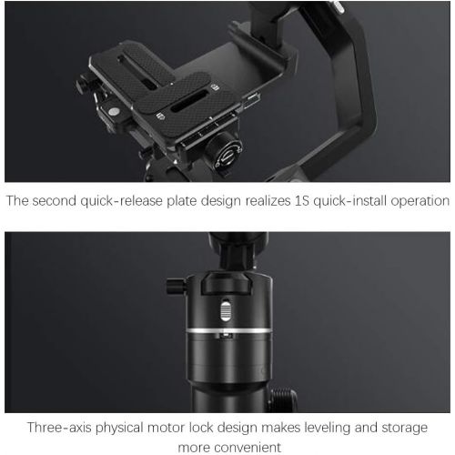  Bindpo Camera 3 Axis Gimbal, Professional WiFi SLR Gimbal Stabilizer with Handle Grip, Smart Touch Screen, Quick Release Plate, 3 Axis Lock