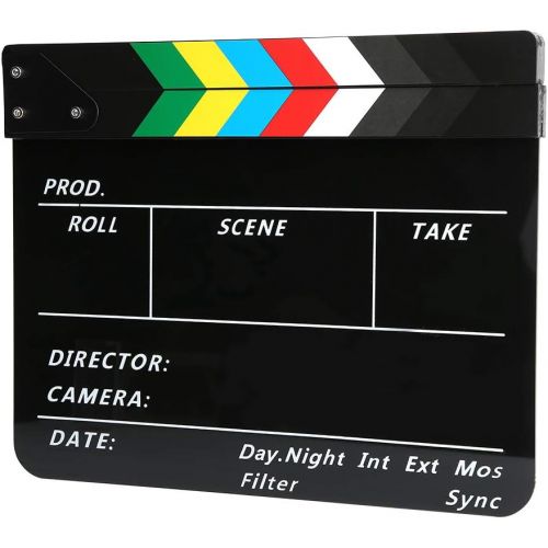  [아마존베스트]Bindpo Acrylic Director Clapboard, 30 x 25 cm, Professional Film Action Clapper Board with Colourful Magnetic Sticks, Black