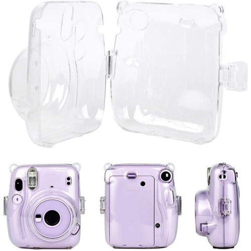  Bindpo Instant Camera Case, PC Camera Protective Cover Transparent Sling Shell Bag with Shoulder Strap for Fujifilm Instax Mini 11 Instant Camera