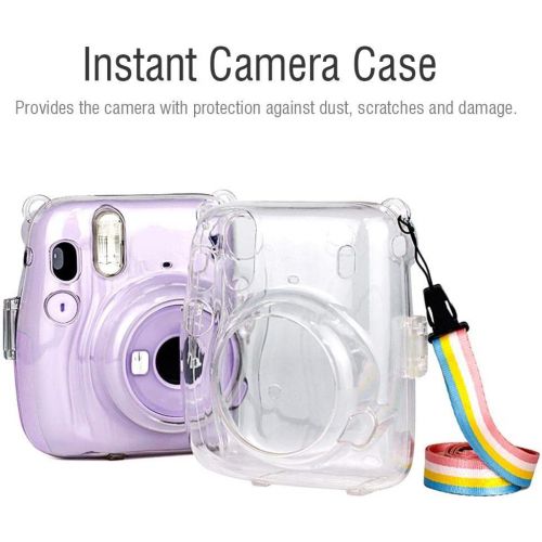 Bindpo Instant Camera Case, PC Camera Protective Cover Transparent Sling Shell Bag with Shoulder Strap for Fujifilm Instax Mini 11 Instant Camera