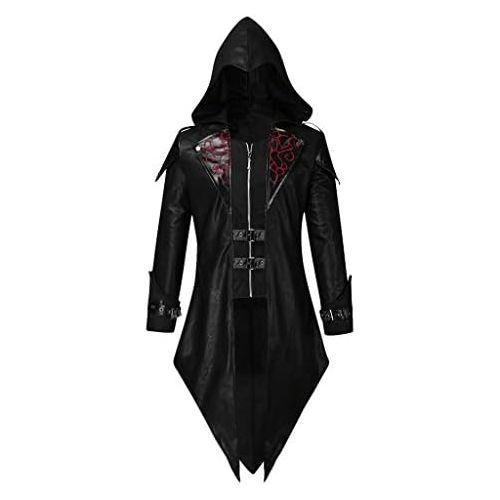  할로윈 용품BingYELH Mens Steampunk Vintage Tailcoat Jacket Gothic Victorian Frock Black Steampunk Buttons Coat Uniform Costume