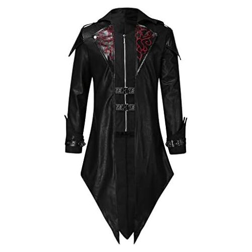  할로윈 용품BingYELH Mens Steampunk Vintage Tailcoat Jacket Gothic Victorian Frock Black Steampunk Buttons Coat Uniform Costume