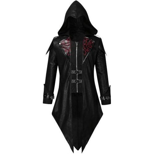  할로윈 용품BingYELH Mens Steampunk Vintage Tailcoat Jacket Gothic Victorian Frock Black Steampunk Buttons Coat Uniform Costume