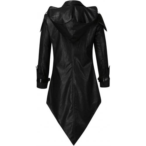  할로윈 용품BingYELH Mens Steampunk Vintage Tailcoat Jacket Gothic Victorian Frock Black Steampunk Buttons Coat Uniform Costume
