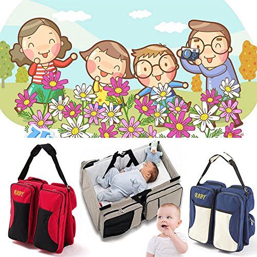  Binglinghua 3in1 Crib Bassinet Portable Nursery Bed Diaper Bag Baby Infant Foldable Travel (Blue)