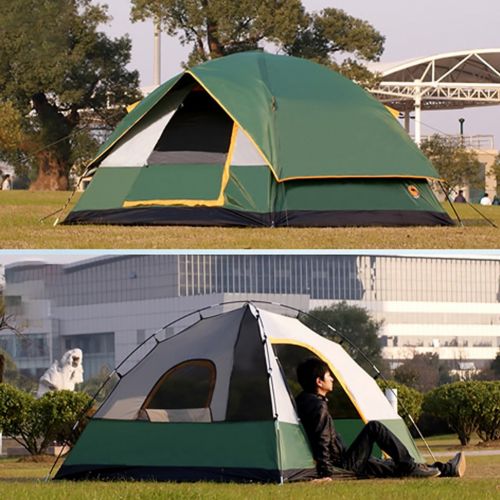  Binglinghua 5-6 Person Camping Pop Up Tent Waterproof Hydraulic Automatic Outdoor Hiking Ten (Green)