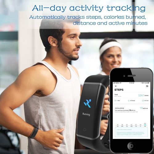  BingoFit Fitness Armband Uhr, Wasserdicht IP67 GPS Fitness Tracker Farbbildschirm Aktivitatstracker Schrittzahler Uhr mit Stoppuhren Vibrationsalarm Anruf SMS Beachten fuer Damen He