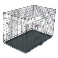 Binlin Pet Kennel Cat Dog Dog Crate Double Door Folding Metal Dog Cage Plastic Tray Pet Crate Pet Cage W/Divider,24 30 36 42 48
