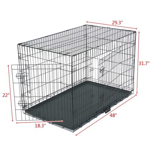  Binlin Pet Kennel Cat Dog Dog Crate Double Door Folding Metal Dog Cage Plastic Tray Pet Crate Pet Cage W/Divider,24 30 36 42 48