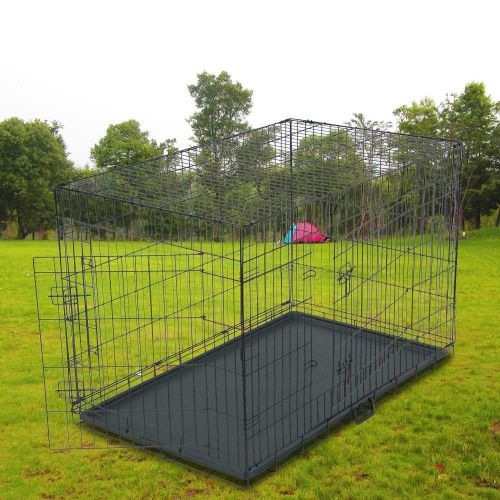  Binlin Pet Kennel Cat Dog Dog Crate Double Door Folding Metal Dog Cage Plastic Tray Pet Crate Pet Cage W/Divider,24 30 36 42 48