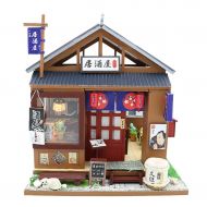 Binory Japanese Nightfall Izakaya 3D Wooden DIY Miniature Dollhouse with LED Lights and Furnitures,Hand-assembled Villa Model,Creative Valentine Birthday Christmas Gift for Women G