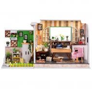Binory Gothenburg Art Studio 3D Wooden DIY Miniature Dollhouse with LED Lights and Furnitures,Hand-Assembled Villa Model,Creative Valentine Birthday for Women Girls Without Cover