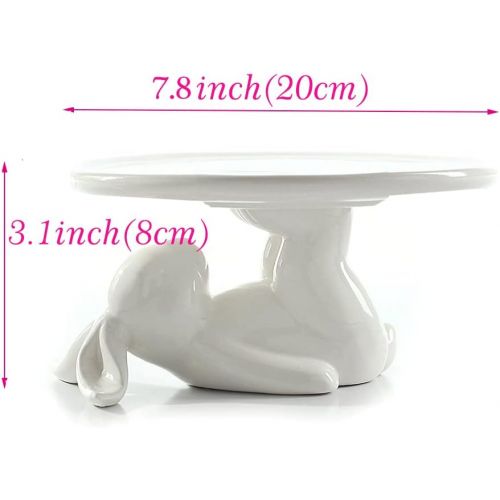  [아마존베스트]Topbino Bunny Rabbit Ceramic plate,Dishes for Dessert Food Server Tray,cute Cake Stand, Tableware Crafts for Kitchenware lovers,Wedding,mothers day (1 Rabbit)