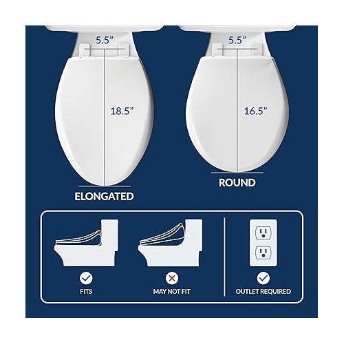  Bio Bidet BB2000 Bliss Electric Bidet Toilet Seat, Warm Water with Air Dryer, Heated Seat with Sensor and Slow Close Lid, Night Light, Remote Control, Elongated, White