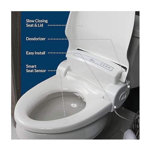  Bio Bidet BB1000 Electric Bidet Toilet Seat, Warm Water with Air Dryer, Heated Seat with Slow Close Lid, Remote Control, Elongated White