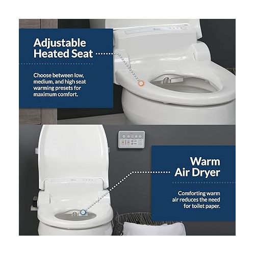  Bio Bidet BB1000 Electric Bidet Toilet Seat, Warm Water with Air Dryer, Heated Seat with Slow Close Lid, Remote Control, Elongated White