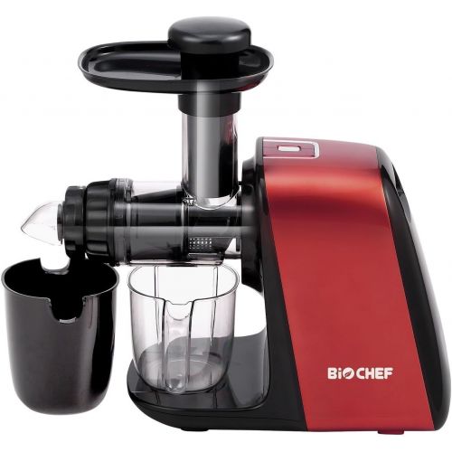  BioChef Axis Compact Entsafter/Slow Juicer/Horizontaler Entsafter - 150Watt & 80 U/min: Der ultimative Weizengras und Blattgemuese Entsafter (Rot)