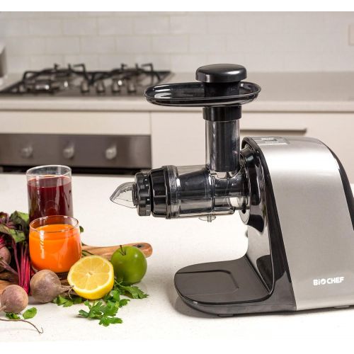  BioChef Axis Compact Entsafter/Slow Juicer/Horizontaler Entsafter - 150Watt & 80 U/min: Der ultimative Weizengras und Blattgemuese Entsafter (Rot)