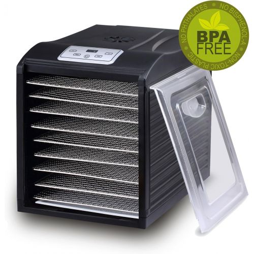  BioChef Arizona Sol Doerrautomat/Doerrgerat mit 9 Einschueben aus Edelstahl PLUS Digitaler Timer + Thermostat, 3 x Anti-Haft Folien, 2 x feinmaschige Einlegematten, 1 x Auffangblech (