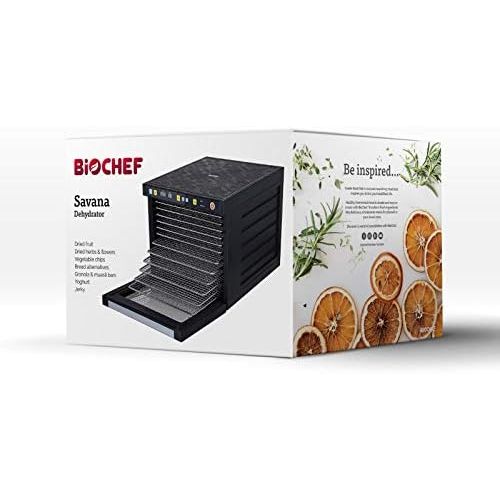  BioChef Savana Doerrautomat mit 6, 9 oder 12 Edelstahl Einschueben + Zubehoer - BPA Frei - Modernes Doerrgerat mit Timer & vorprogrammierten Einstellungen fuer Fleisch, Obst, Krauter, G