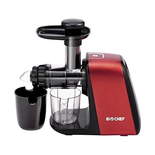  [아마존베스트]BioChef Axis Compact Juicer/Slow Juicer/Horizontal Juicer, 150 Watt & 80 RPM: The Ultimate Wheatgrass and Leaf Vegetable Juicer (Red)