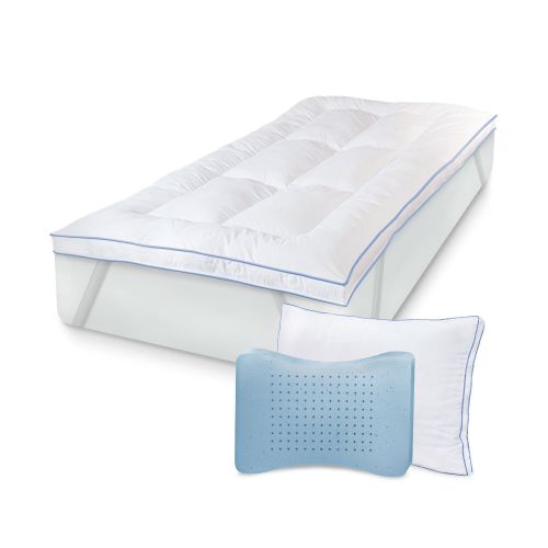  BioPEDIC Back To College: Memory Plus Deluxe 3 Memory Foam and Fiber Twin XL Mattress Topper with 200 Thread Count Cotton Pillow