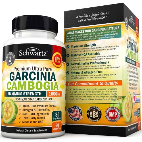  BioSchwartz Garcinia Cambogia Pure Extract 1600mg with 960mg HCA. Fast Weight Loss & Fat Metabolism. Best...