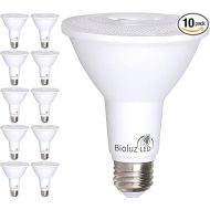 Bioluz LED 10 Pack PAR38 LED Bulb 90 CRI 12W = 100-120 Watt Replacement Soft White 3000K Indoor/Outdoor Dimmable UL Listed Title 20 High Efficacy Lighting