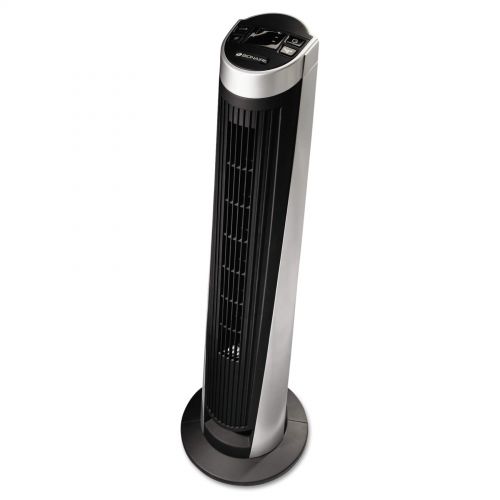  Bionaire Remote Control Tower Fan, Five Speeds, Black/Silver