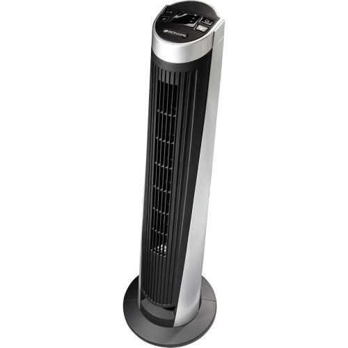  Bionaire Remote Control Tower Fan, Five Speeds, Black/Silver