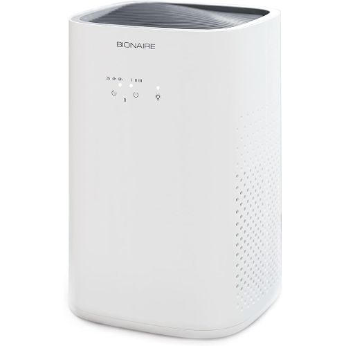  Bionaire True HEPA Air Purifier With 3 Stage Filtration System, Air Cleaner with Quiet Setting, Medium Room Air Purifier for Allergies & Pets, White