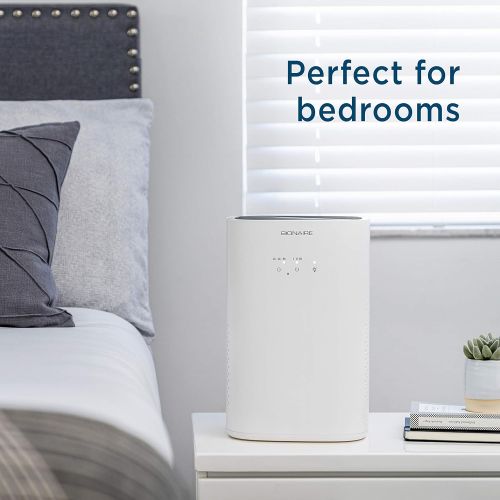  Bionaire True HEPA Air Purifier With 3 Stage Filtration System, Air Cleaner with Quiet Setting, Medium Room Air Purifier for Allergies & Pets, White