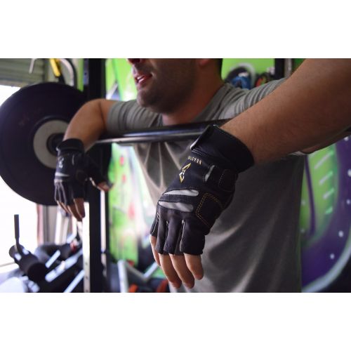  The Official Glove of Marshawn Lynch - Bionic Gloves Beast Mode Mens Fingerless Fitness/Lifting Gloves w/ Natural Fit Technology, Black (PAIR)