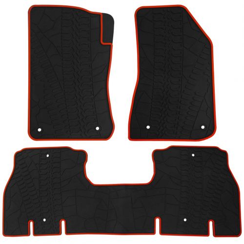  Biosp biosp Compatible for Jeep Wrangler JL 2018 2019 All Weather Floor Mats Liners Black Front and Rear Set Heavy Duty Rubber Car Carpet