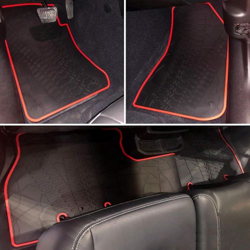  Biosp biosp Compatible for Jeep Wrangler JL 2018 2019 All Weather Floor Mats Liners Black Front and Rear Set Heavy Duty Rubber Car Carpet