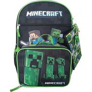 Bioworld Minecraft Creepers 5pc Backpack Bookbag Set Licensed