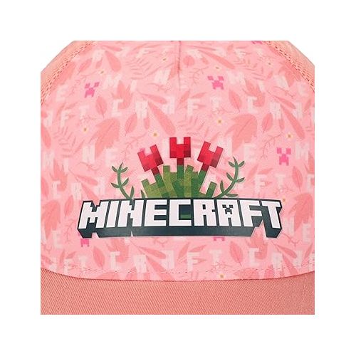  Minecraft Roses Youth Girl's Pink Mesh Back Baseball Cap