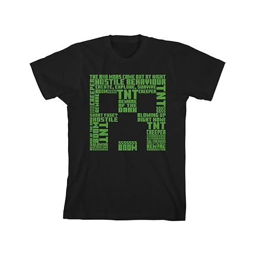  Bioworld Youth Boys Minecraft Creeper Graphic T-Shirt 3pk Set