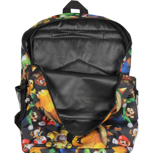  [아마존베스트]Bioworld Super Mario Bros. Backpack All Over Character Print 16 School Bag