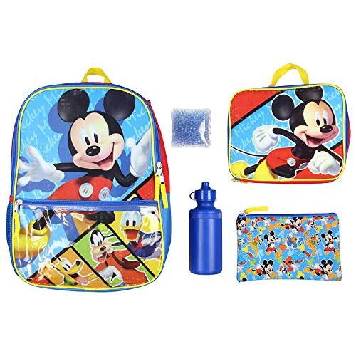  Bioworld Disney Mickey Mouse Kids 5 PC 16 Backpack Combo Set