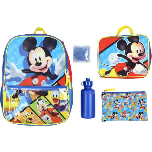  Bioworld Disney Mickey Mouse Kids 5 PC 16 Backpack Combo Set