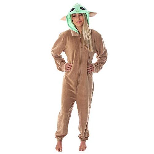  할로윈 용품Bioworld Star Wars Adult Unisex Baby Yoda The Child Costume One-Piece Union Suit Pajama Onesie For Men And Women