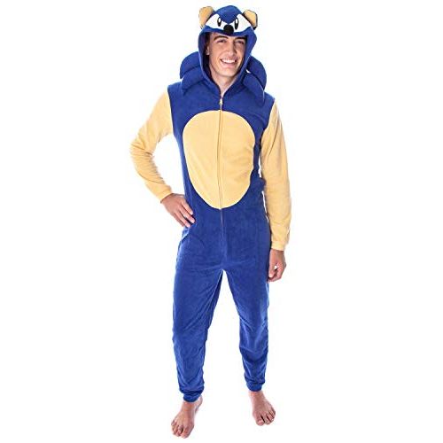  할로윈 용품Bioworld Sonic The Hedgehog Mens Video Game Character Costume One-Piece Union Suit Pajama Onesie