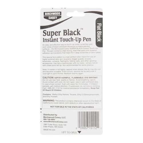  Birchwood Casey Long-Lasting Fast-Drying Super Black Touch-Up Pen for Deep Scratches and Worn Areas, FLAT BLACK, 0.33 OUNCE