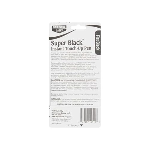  Birchwood Casey Long-Lasting Fast-Drying Super Black Touch-Up Pen for Deep Scratches and Worn Areas, FLAT BLACK, 0.33 OUNCE