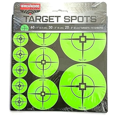  Birchwood Casey Target Spots Orange/Green Assorted Size High-Contrast Self-Adhesive Paper Shooting Targets for Gun Practice
