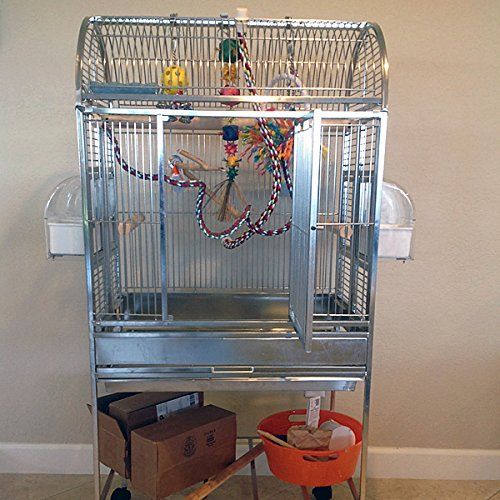  BirdCages4Less Java Hut Haven Stainless Steel Small Bird Cage - Perfect for Parrots, Parakeets, Cockatiels, Finches, Canaries, Conures, Budgies - 27W x 18”D x 56.5H