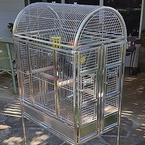  BirdCages4Less Java Hut Haven Stainless Steel Small Bird Cage - Perfect for Parrots, Parakeets, Cockatiels, Finches, Canaries, Conures, Budgies - 27W x 18”D x 56.5H