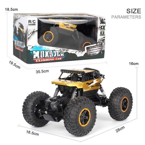  Birdfly Cross-Country RC Climbing Car 1/18 2.4G 4WD 15KM/h Alloy High Tire Off-Road Monster Truck Radio Contral Toy Car (Gold)